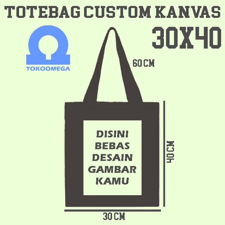 Omegabag Totebag Custom Kanvas Hitam Premium 30x40