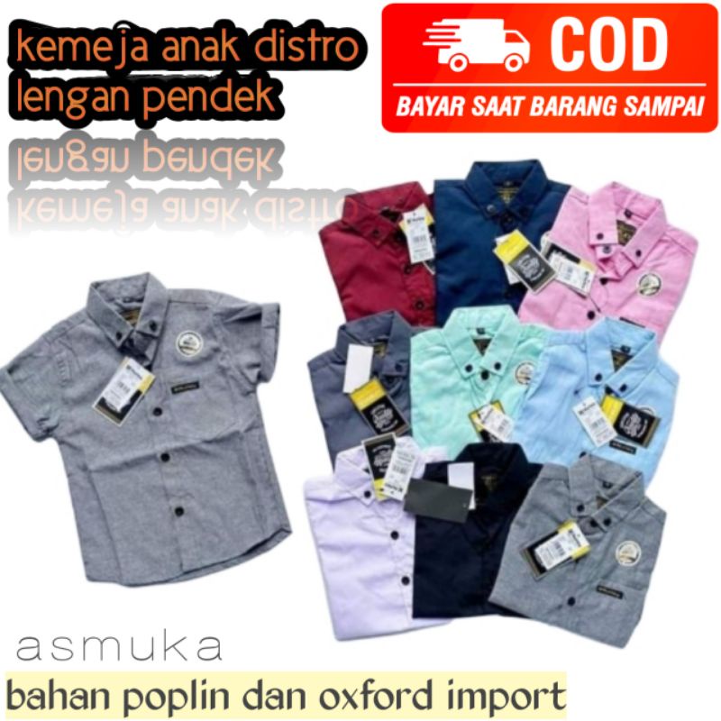 Baju kemeja hem anak laki laki import 2 3 4 5 6 7 8 9 tahun