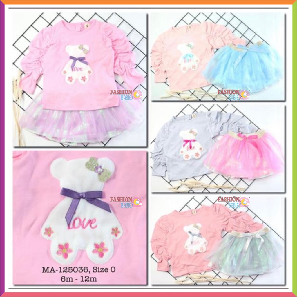 ❤ Baby Fashion ❤ SETELAN ANAK PEREMPUAN / SETELAN ROK ANAK LENGAN PANJANG / BEAR MI ANGEL