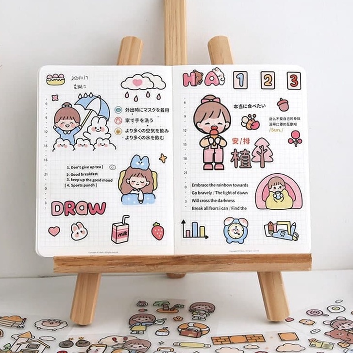 

Sticker Tumblr Lucu Bahan PET merk TELADO - Stiker Buku Diary Scrapbook - Hiasan Buku - Stiker Murah Lucu