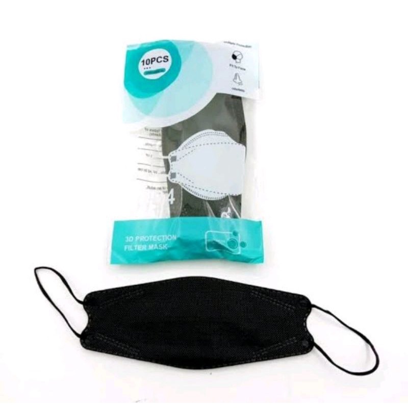 Masker KF94 isi 10 pcs murah / Masker KF 94 Hitam Putih Abu