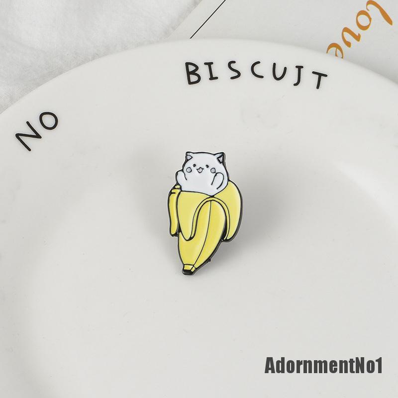 (Adornmentno1) Bros Pin Enamel Bentuk Kucing Pisang Untuk Wanita