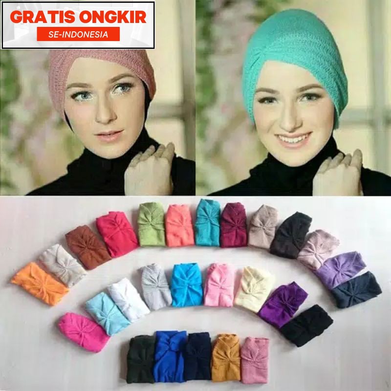 INNER BANDANA RAJUT ANPUS KERUT ISI 10 Inner hijab Ciput rajut premium Ciput kaos premium Daleman ke