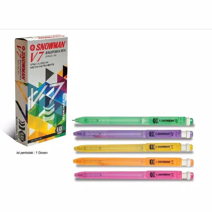 

ECER BOLPEN SNOWMAN V7 0.7 HITAM / BIRU / BOLLPOINT