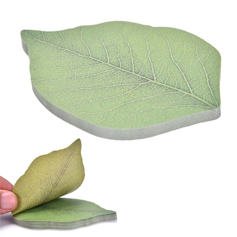 【beautifulhome12.id】Leaf Fall Kraft Paper Sticky Post It Notes Green For Work Or Study