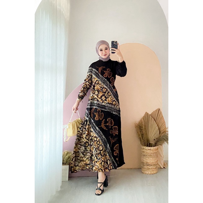 Gamis Rayon Malaman Batik Motif Viral