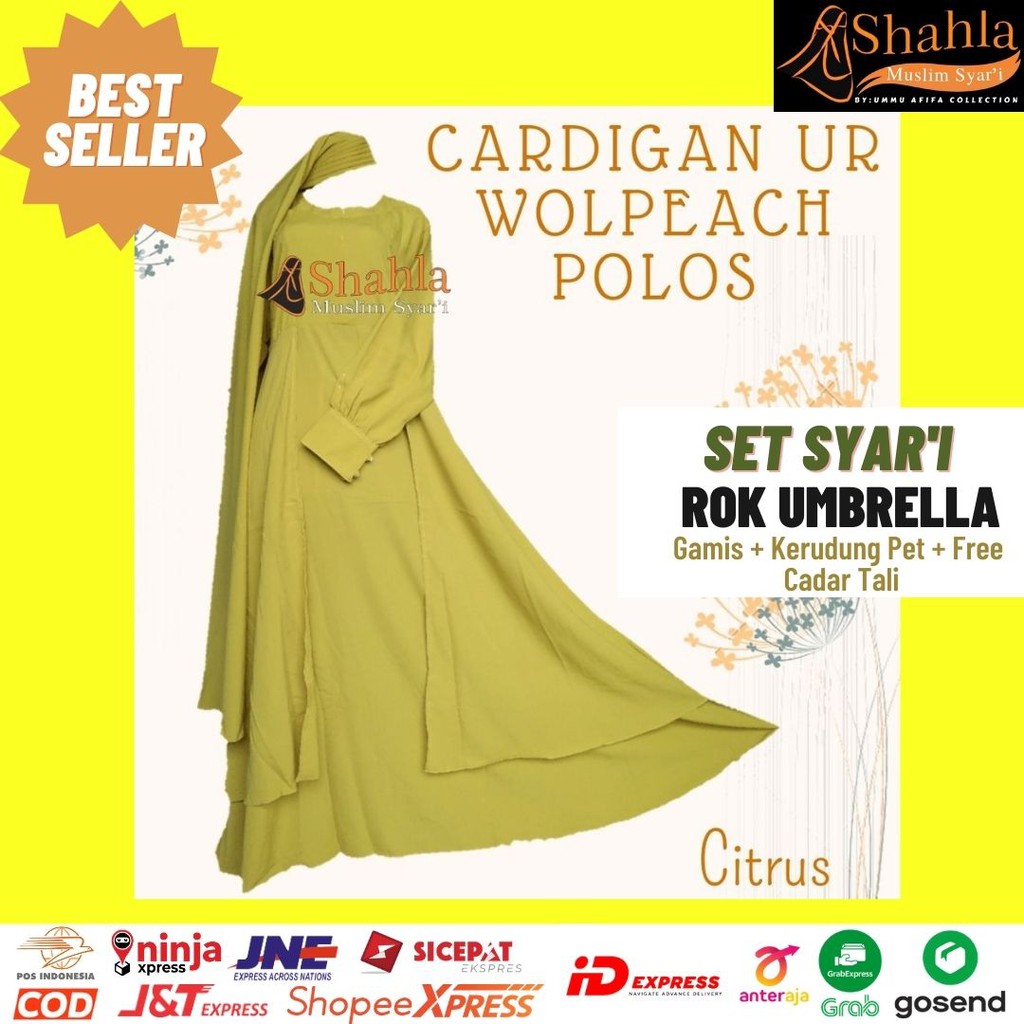 Set Syar'i/Gamis Syar'i/Shahla - Cardigan UR Wolpeach Polos