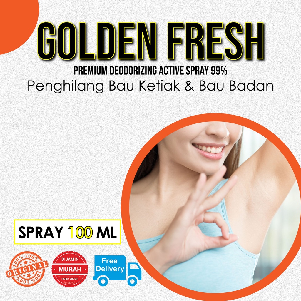 SEMPROTAN PENGHILANG BAU BADAN & KETIAK GOLDEN FRESH 100 ML Cairan Obat Spray Pembersih Body Odor & 