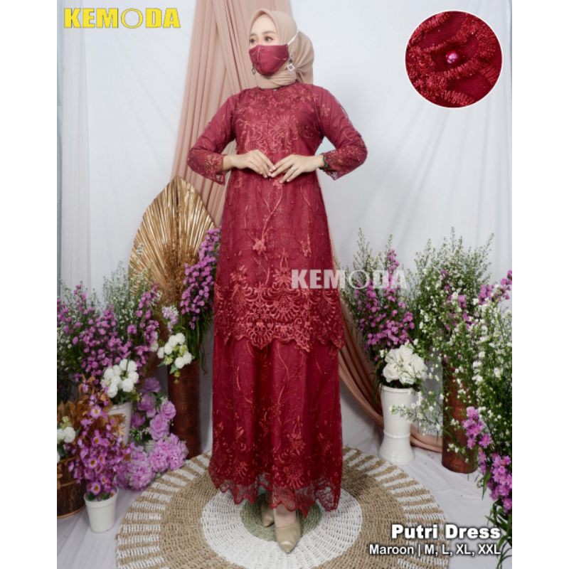 Gamis Brukat  Tulle Zahra_Gamis Pesta Moderen