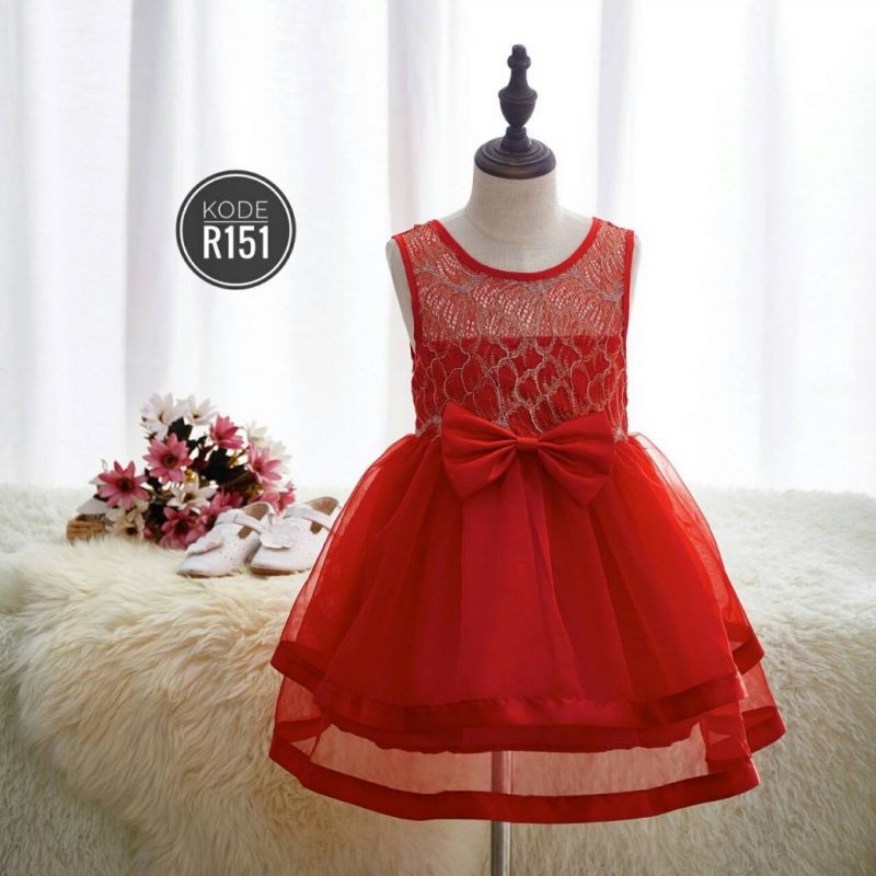 DRESS IMPORT TONG TONG MI MERAH DAN BIREL