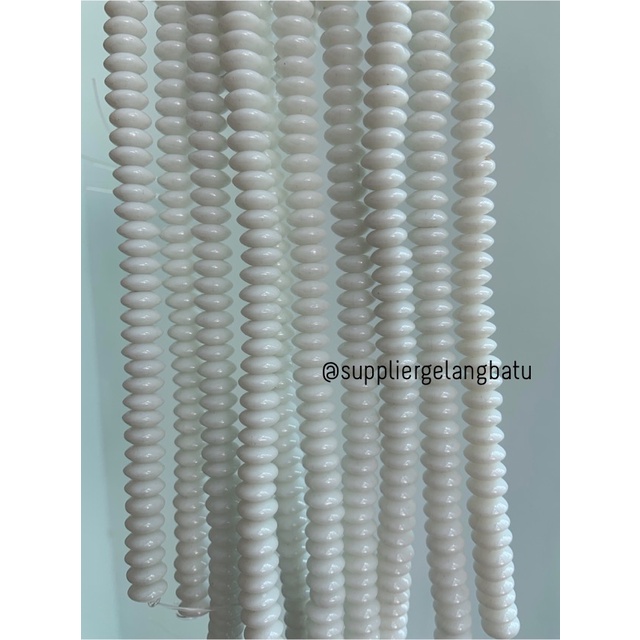 batu rondelle Stone Beads 3 x 8mm WHITE ONYX obsidian pembatas tasbih