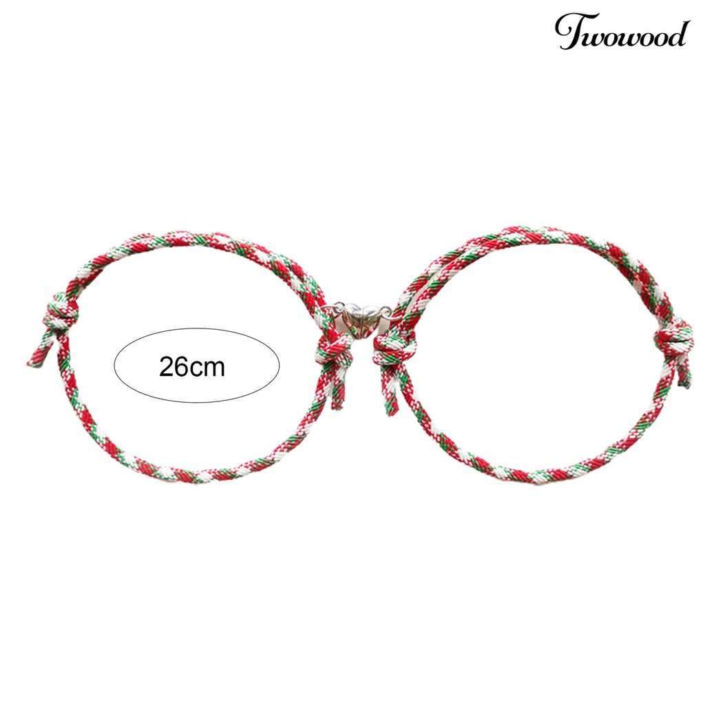 1 Pasang Gelang Rantai Magnetik Adjustable Desain Santa Claus Untuk Hadiah Ulang Tahun