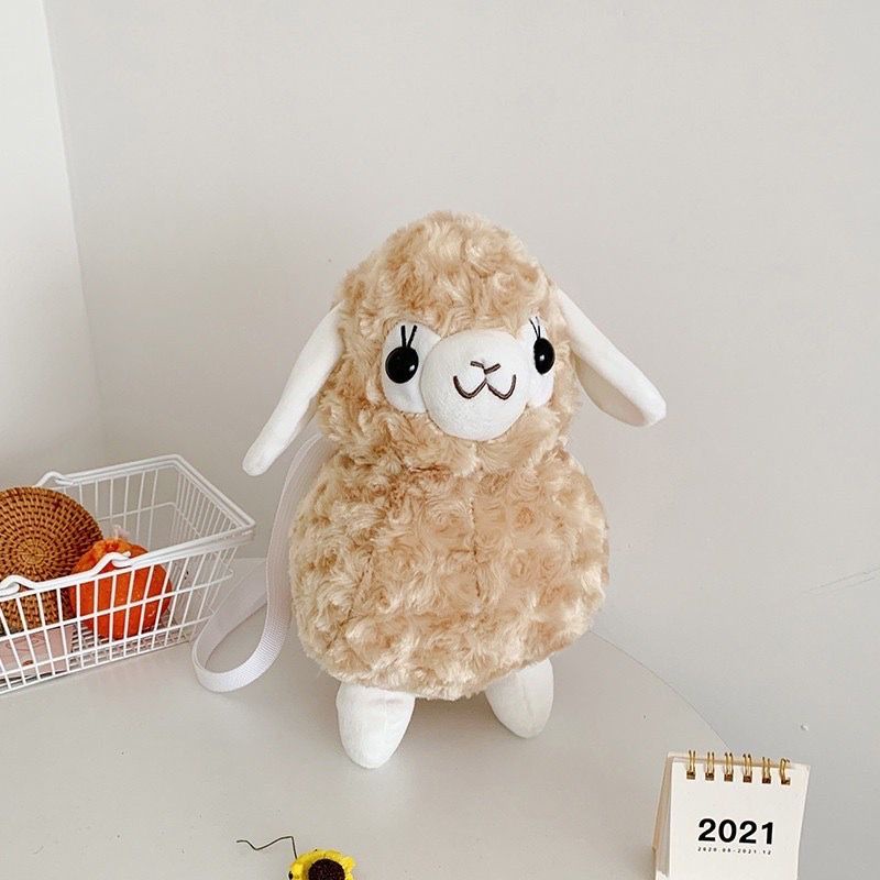 Tas Kambing Embe SHAUN THE SHEEP Bulu Lucu Imut Gemoy Selempang Wanita Baru Boneka Mewah Slingbag Kasual Tas Kepribadian Kartun Kambing