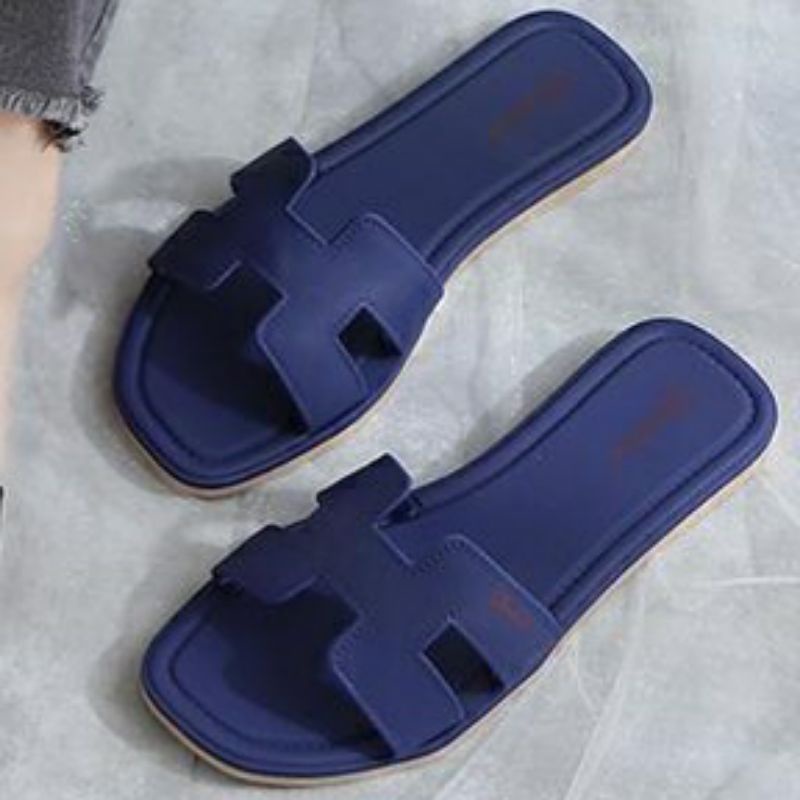 Sandal Glanzton 1838 Wanita Karet Jelly Import Sendal L1838 Glanston Glaston Flat Cewek Perempuan Selop Slop Murah Kekinian Kokop Slip1838-QPS L1838JPS L1838VPS L1838YPS Sun-FIRLY Impor Alice Import Cantik Casual Kasual Polos Model H Original 37-41-Navy