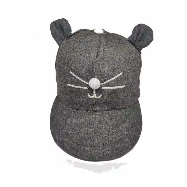 (1kg isi 25 pcs)Topi Bayi korea Karakter Kucing / COD-abu tua
