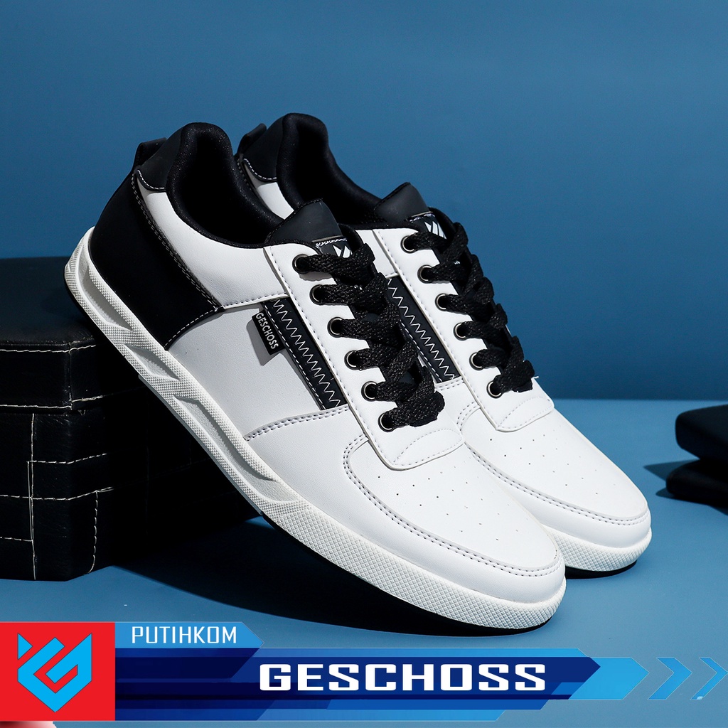 BISA COD ✓ Sepatu Sneakers Pria Casual Putih Kombinasi Model Geschoss Bahan sintetis Javana