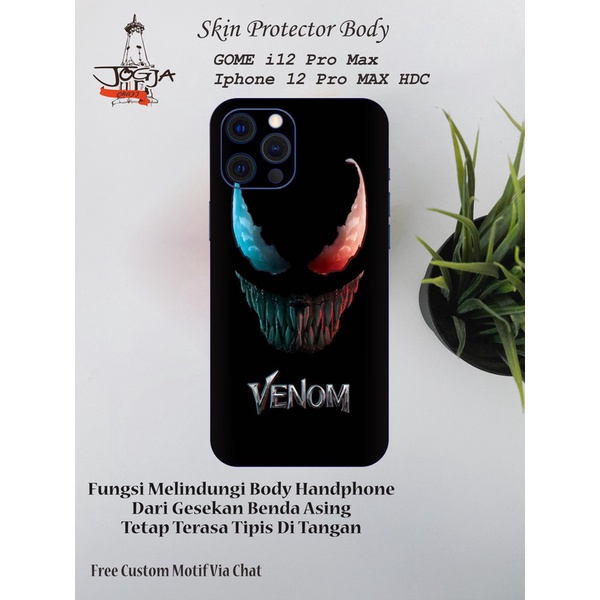 Dapat 2pcs Garskin Gome i12 PRO MAX atau Iphone 12 Promax HDC Motif venom - Free Custom Motif