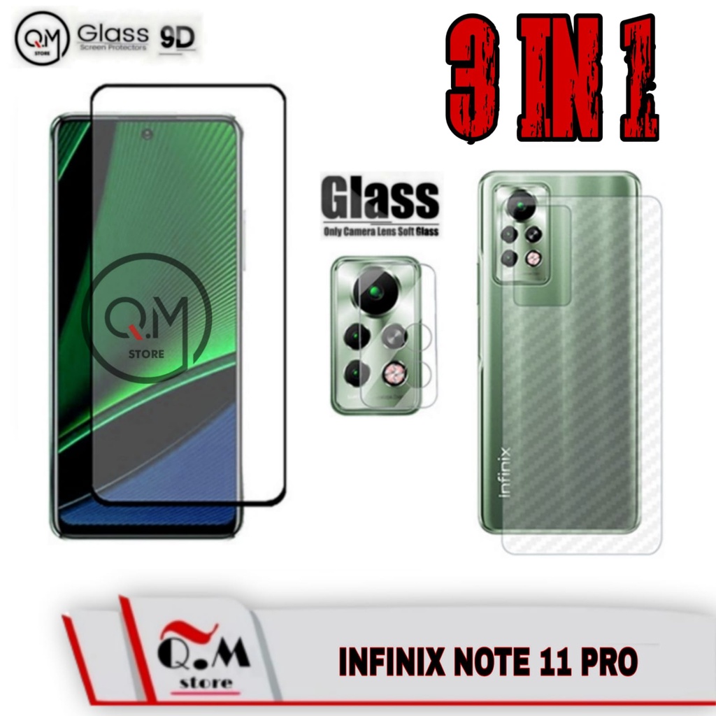 Paket 3in1 Tempered Glass Infinix Note 11 Pro Anti Gores Pelindung Layar