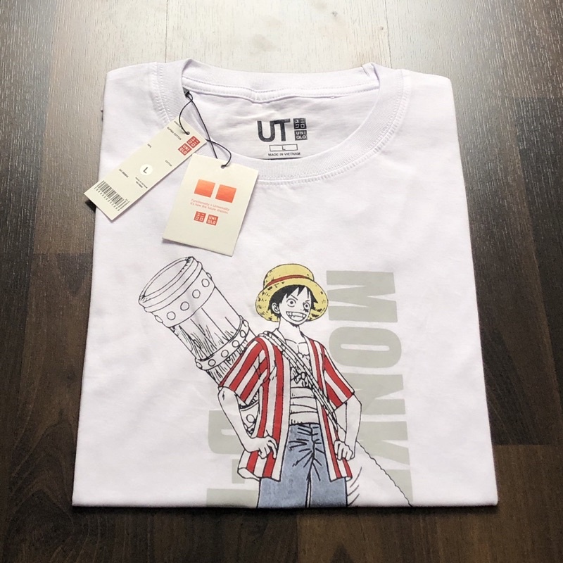Jual KAOS UNIQLO X ONE PIECE MONKEY DLUFFY PUTIH FULLTAG + LABEL