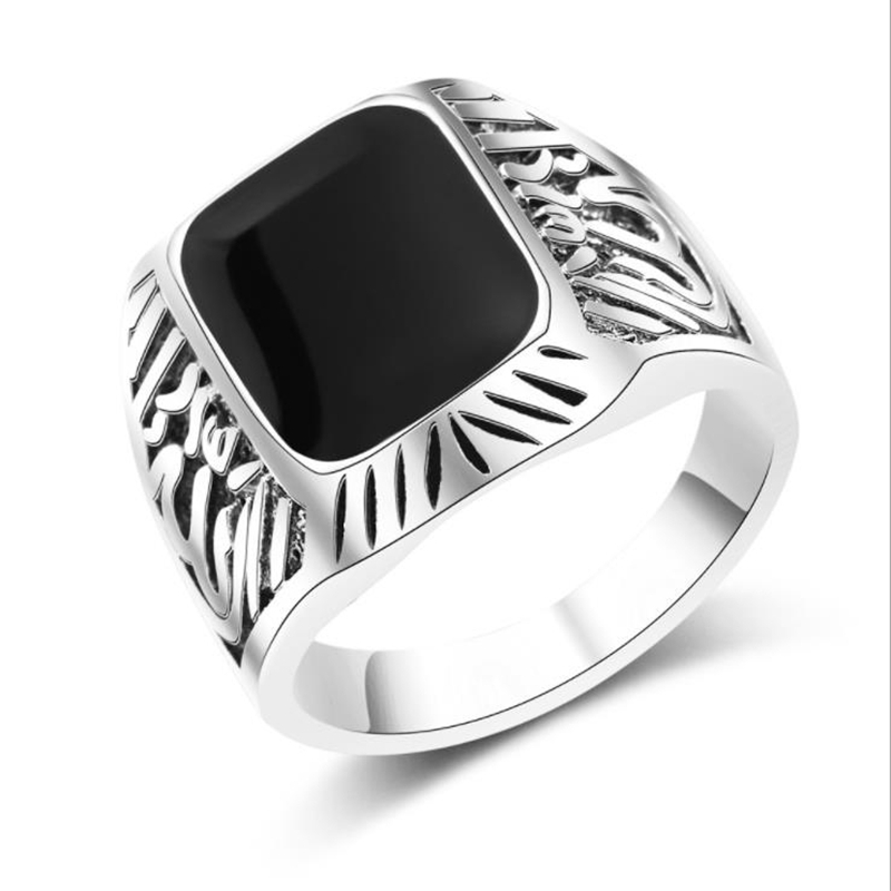[X C Jewelry] Hip Hop Rock Fashion Pria Cincin Permata Hitam Aksesoris Perhiasan Pesta