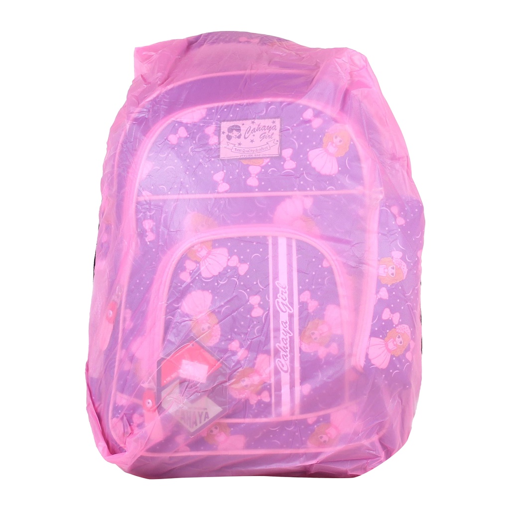 Tas Gendong Perempuan Ransel Anak Karakter Princess Cahaya Strip Ungu Cantik Sd Smp Backpack Tebal Tas Anak Anak