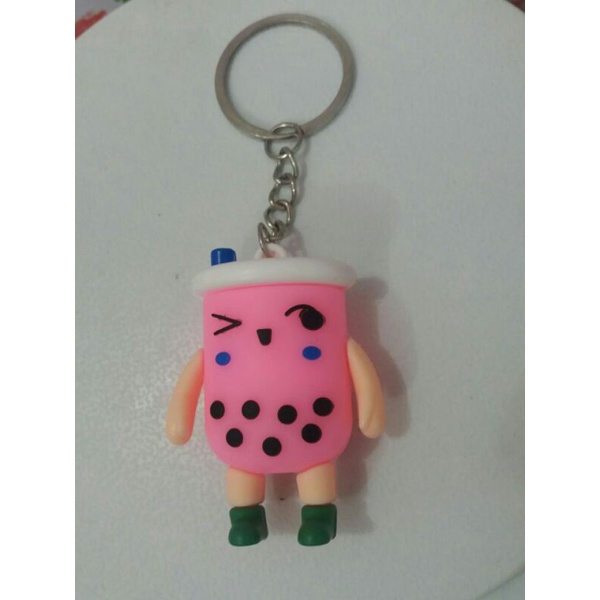 Gantungan kunci Boba / gantungan kunci unik / keychain Boba/gantungan kunci viral-Pink bulat