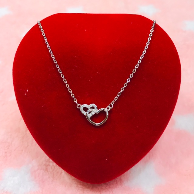 KALUNG MAINAN LOVE SILVER925/LAPIS EMAS PUTIH ASLI/ KM006