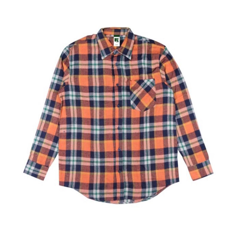 Russ Shirt Flanel Flux Orange Motif 9 - S