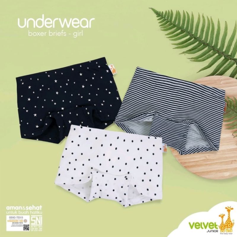 Underwear (Celana Dalam isi 3 Pcs) Boxer Girl Velvet Junior