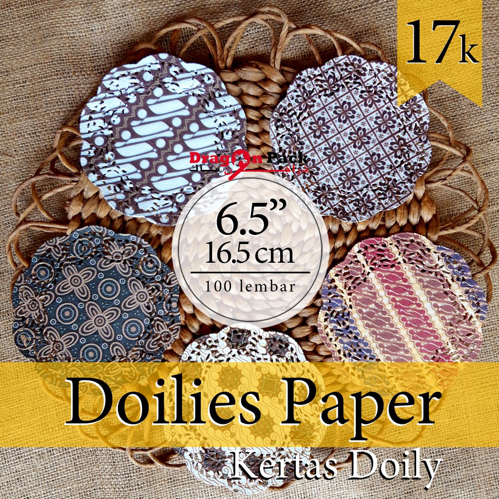 Doily Paper Kertas Doilies 6.5&quot; diameter (16.5 cm) Motif Batik isi 100 lembar Kertas Alas Renda