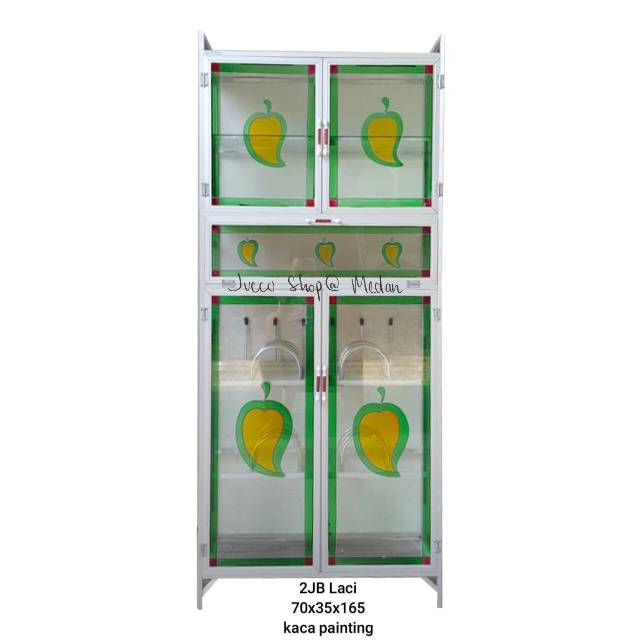 RAK PIRING 2JB LACI KACA PAINTING - LEMARI SAYUR - MEDAN - ALUMINIUM