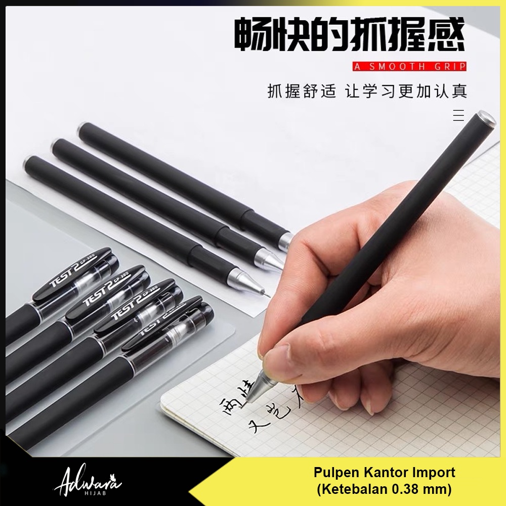 Pulpen Kantor Tinta Hitam Pena Test Import (per pcs)