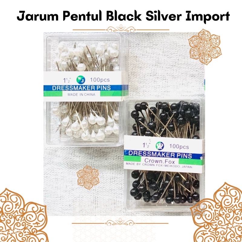 Jarum Pentul Black Silver Import