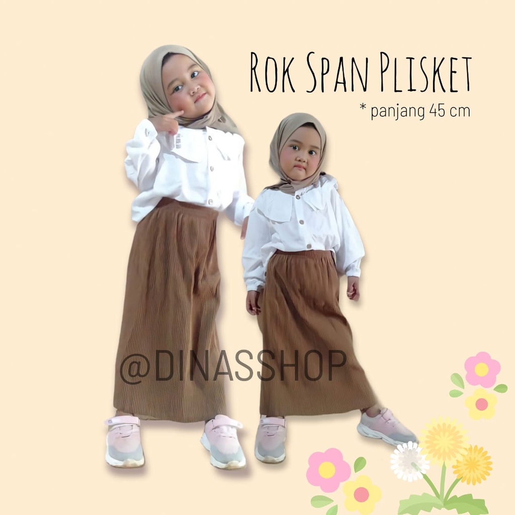 ROK SPAN ANAK  PLISKET LIDI BAHAN HYGET PREMIUM