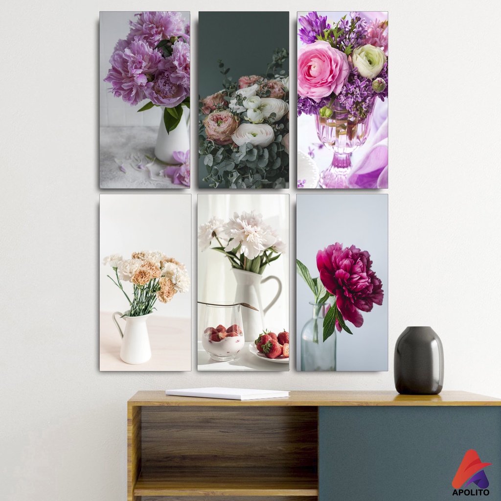 HIASAN DINDING BUNGA PEONY (10X20 CM) PAJANGAN WALL DECOR DEKORASI DINDING KAYU BUNGA PEONI MINIMALIS BUNGA PEONY ESTETIK