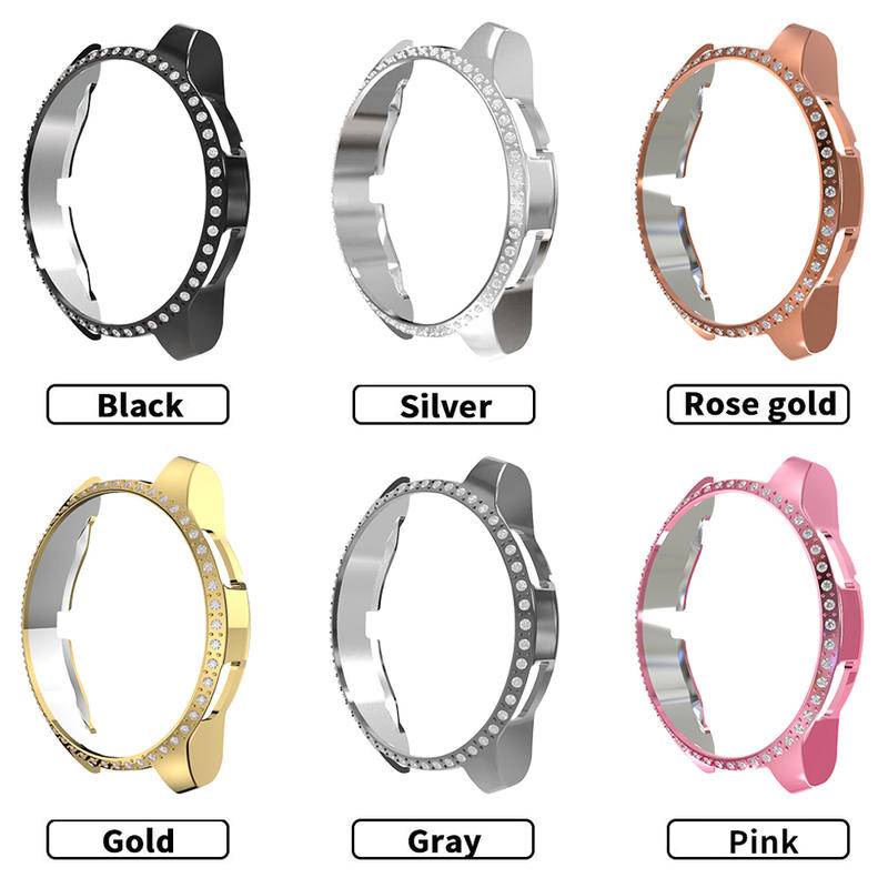 Case Bumper Pelindung Bahan PC Aksen Berlian Ukuran 40mm 44mm Untuk Samsung Watch 4 Classic 42Mm 46Mm