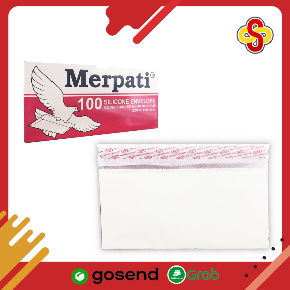 Amplop Putih Merpati 90 Perekat 80 gr 229 x 110 mm Isi 100 Lbr