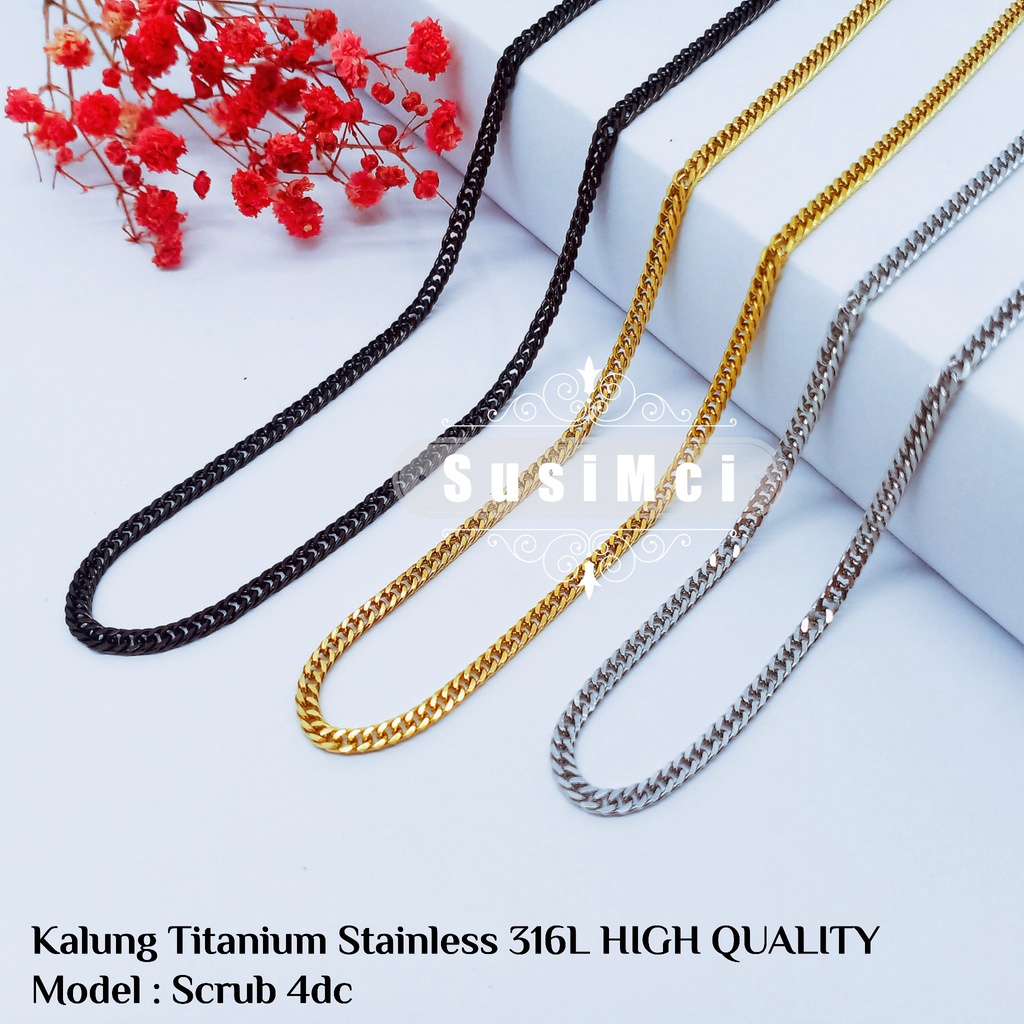 Variasi Scrub Rantai Kalung Titanium Stainless 316L HIGH QUALITY chain necklace silver gold black ro