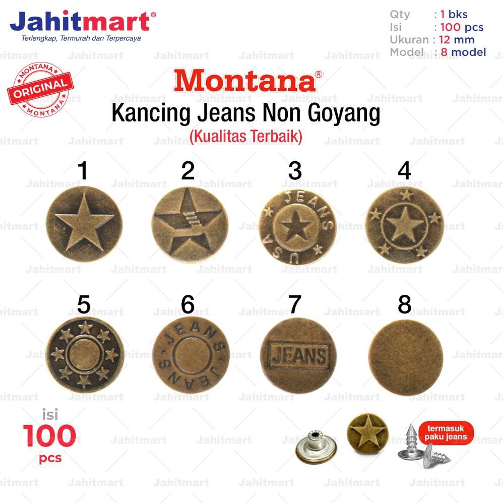 

Vf6> Kancing Jeans Merk MONTANA Non Goyang (1 BKS = 100 PCS) Coode Ob2>
