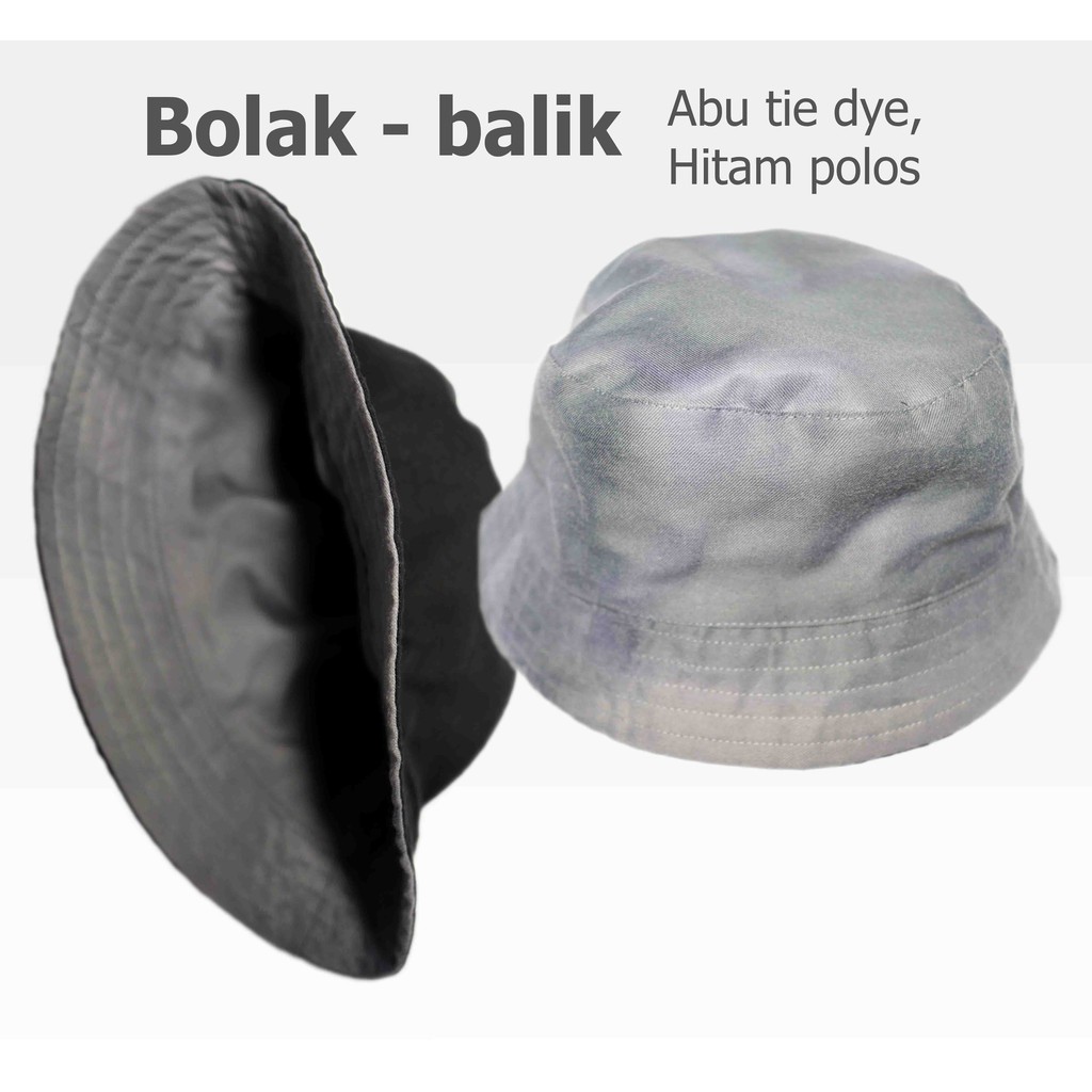 ORIGINAL PREMIUM topi bucket motif polos dua warna bolak balik pria wanita hb1