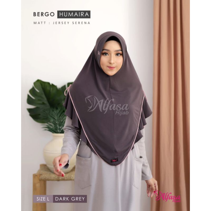 ALFASA Bergo Humaira L | Hijab Instant Pet Antem Size L Bergo Rampel Pita Cantik