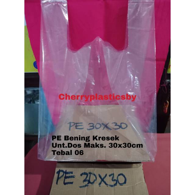 Kresek PE bening transparan alas 30x30 bahan tebal