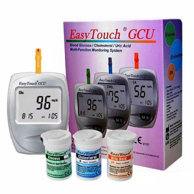 Alat Cek Kolesterol Easy Touch GCU 3 in 1 Bisa Tes Gula Darah dan Asam Urat Juga Original Free Tas