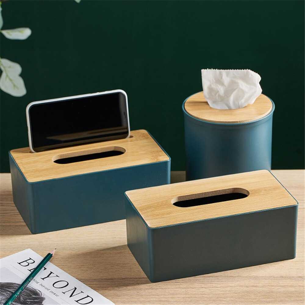 TD-AI TaffHOME Kotak Tisu Kayu Solid Wood Tissue Box Model Tabung - ZJ013