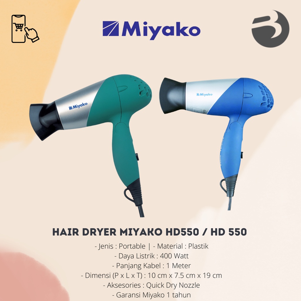 Hair Dryer Miyako HD550 / HD 550 (Pengering Rambut)