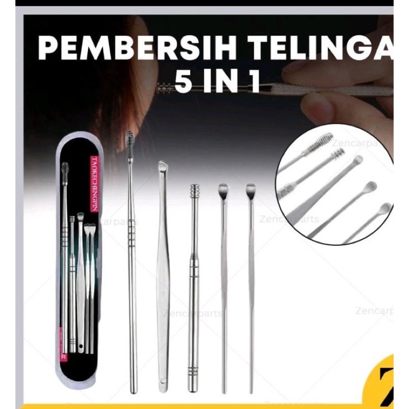 ALAT PEMBERSIH TELINGA STAINLESS 5in1 | ALAT KOREK KUPING