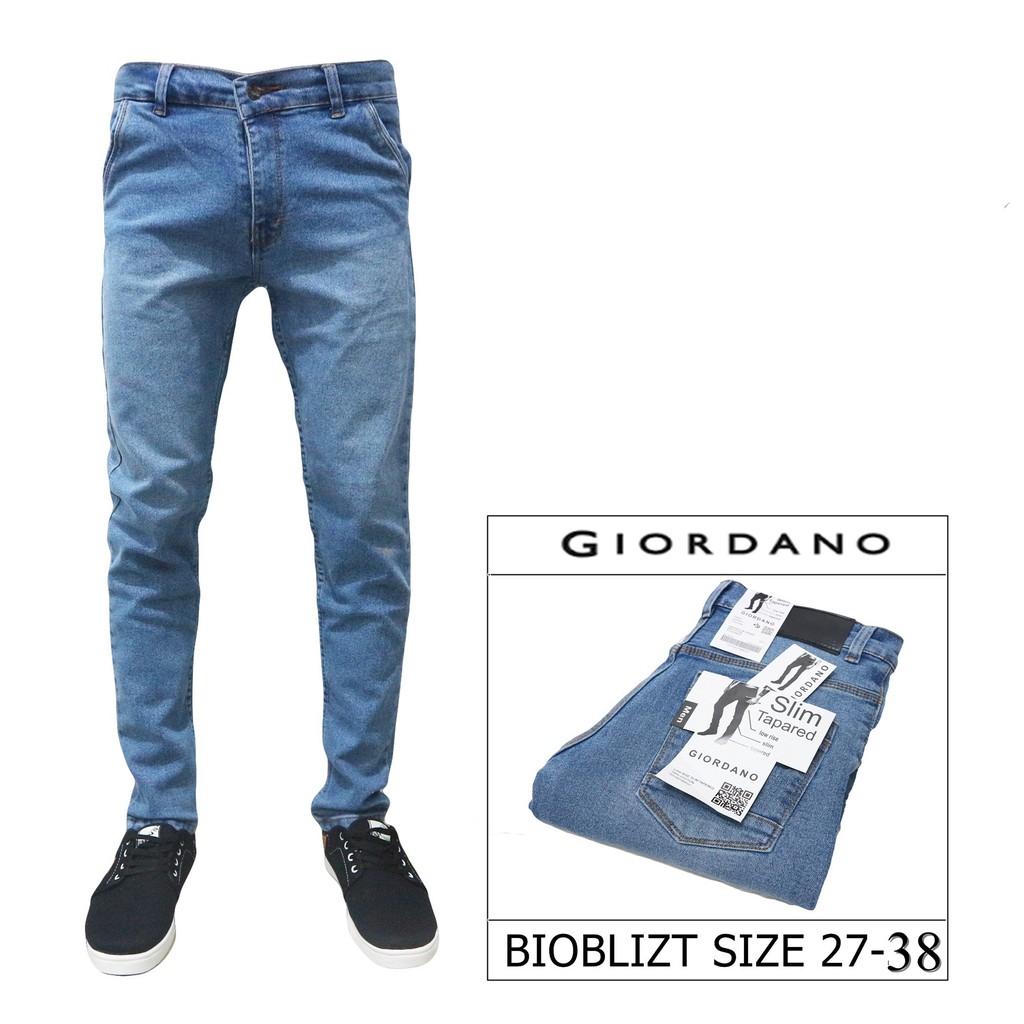  Celana  jeans  pensil giordano skinny slimfit hitam biru  