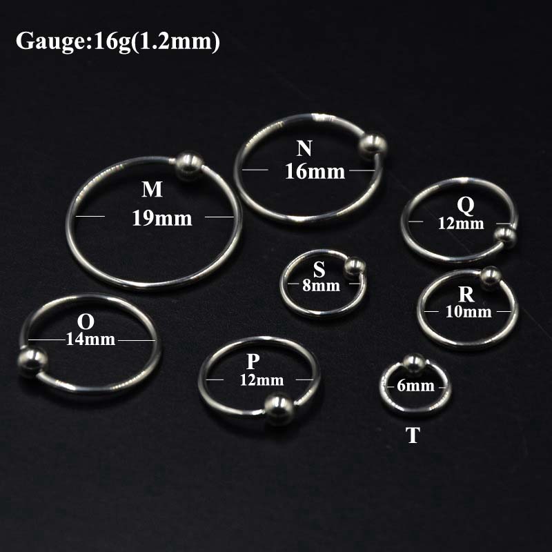 1piece Stainless Steel Captive Bead Ring Body Lobe Piercing Jewelry Unisex