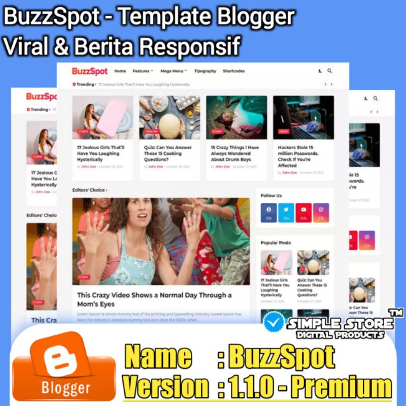 Template Blogger Viral & Berita Responsif - BuzzSpot