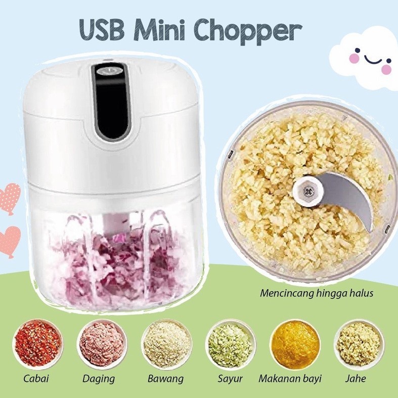 I.Q. Baby Blender Mini Portable Food Processor MPASI USB Chopper Bumbu Makanan Multifungsi